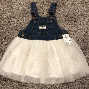 Oshkosh B’gosh jumper w/white tulle, gold dots